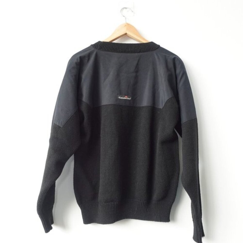 Polo Sweater Men Medium Black Knit Golf Water Repellent Pullover USA Rainswetter
